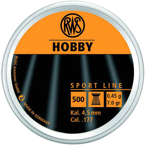 Пули RWS «HOBBY» 4.5 мм, 0,45гр., 500шт.  (плоские)